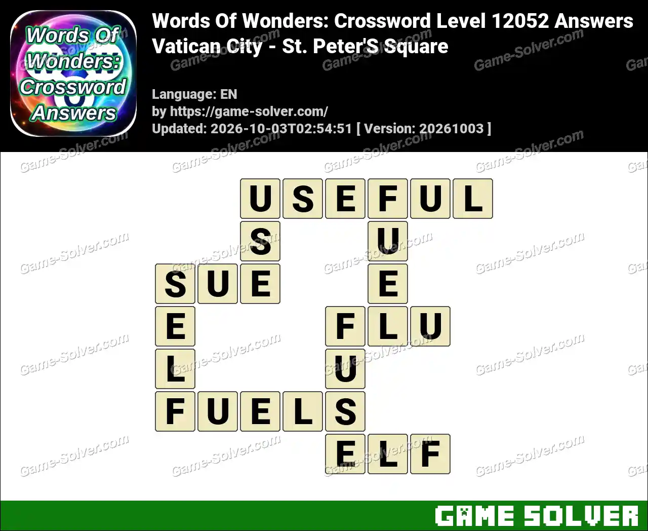 Words Of Wonders: Crossword Level 12052 Answers – Vatican City – St. Peter’S Square